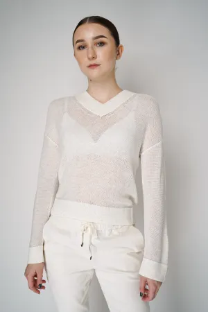 Lorena Antoniazzi Sequined Knitted Pullover in Off-White