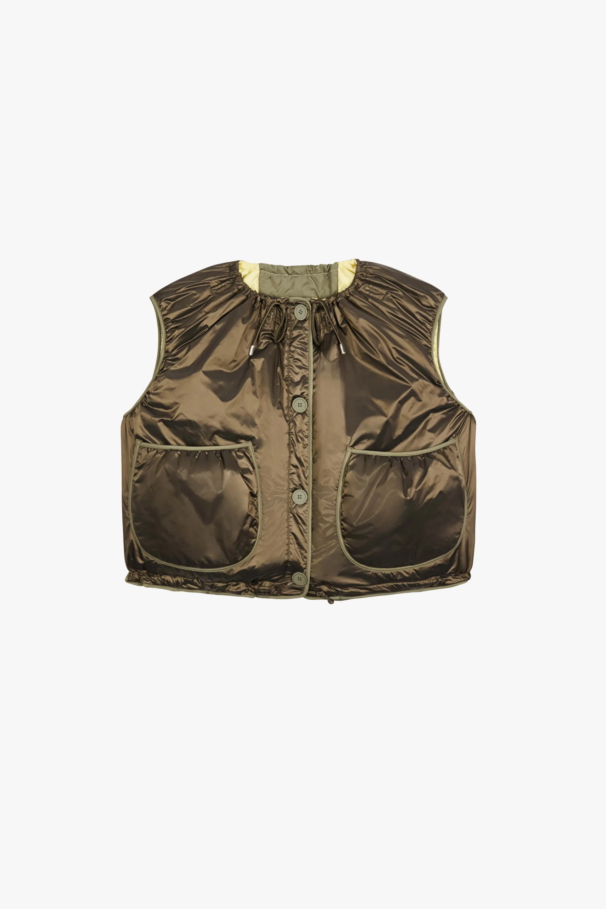 Parachute Quilt Vest - Peat / Pale Yellow