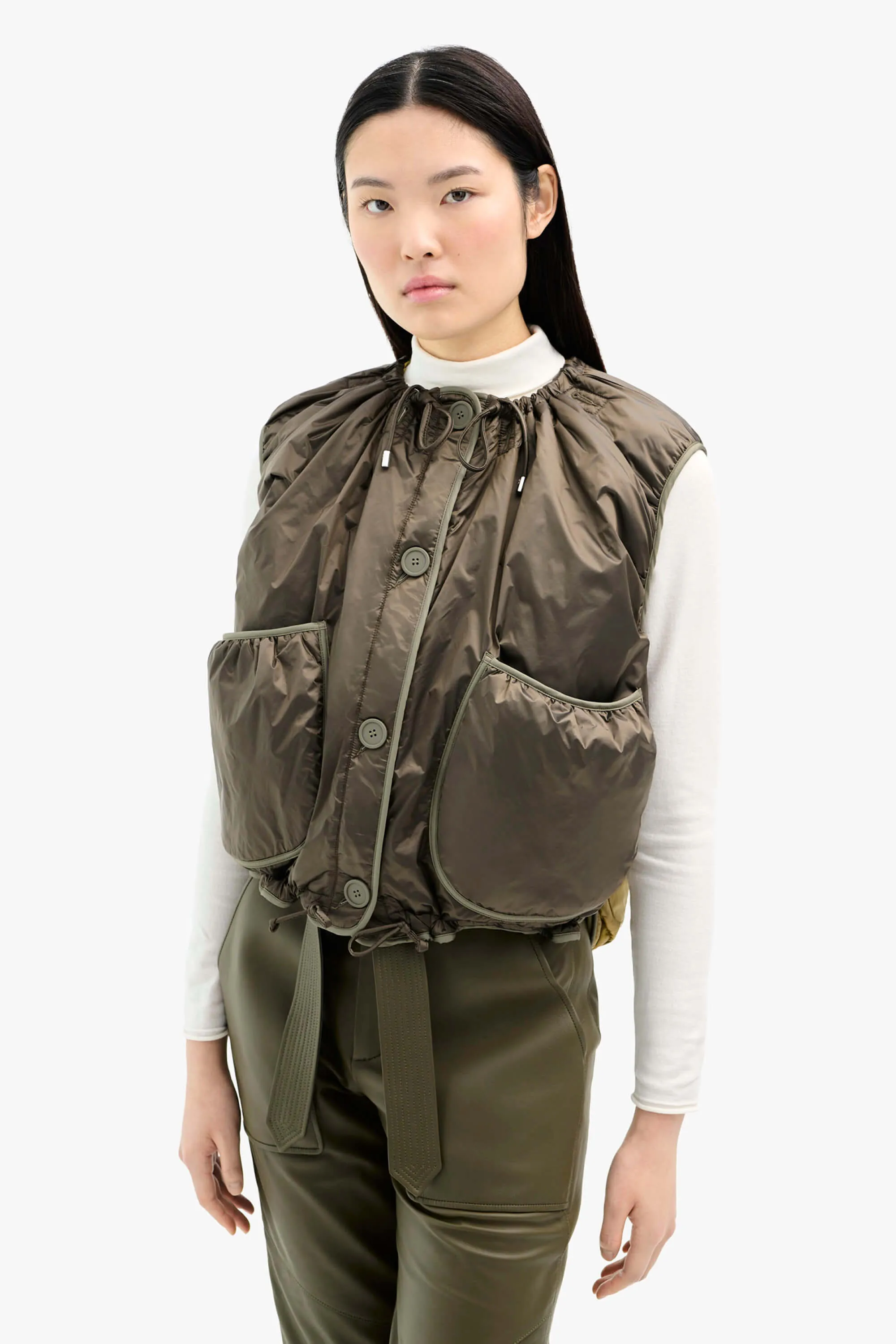 Parachute Quilt Vest - Peat / Pale Yellow