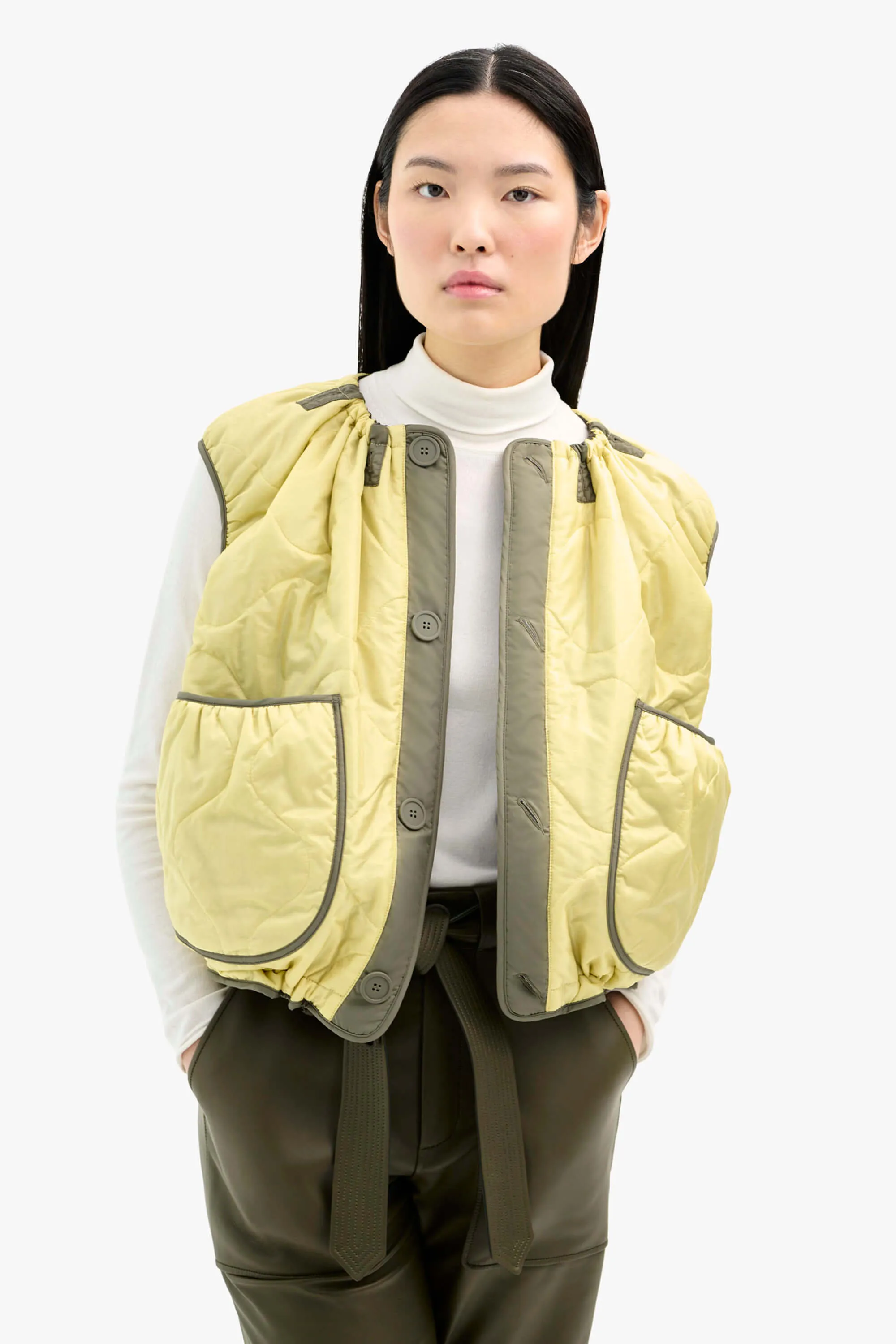 Parachute Quilt Vest - Peat / Pale Yellow
