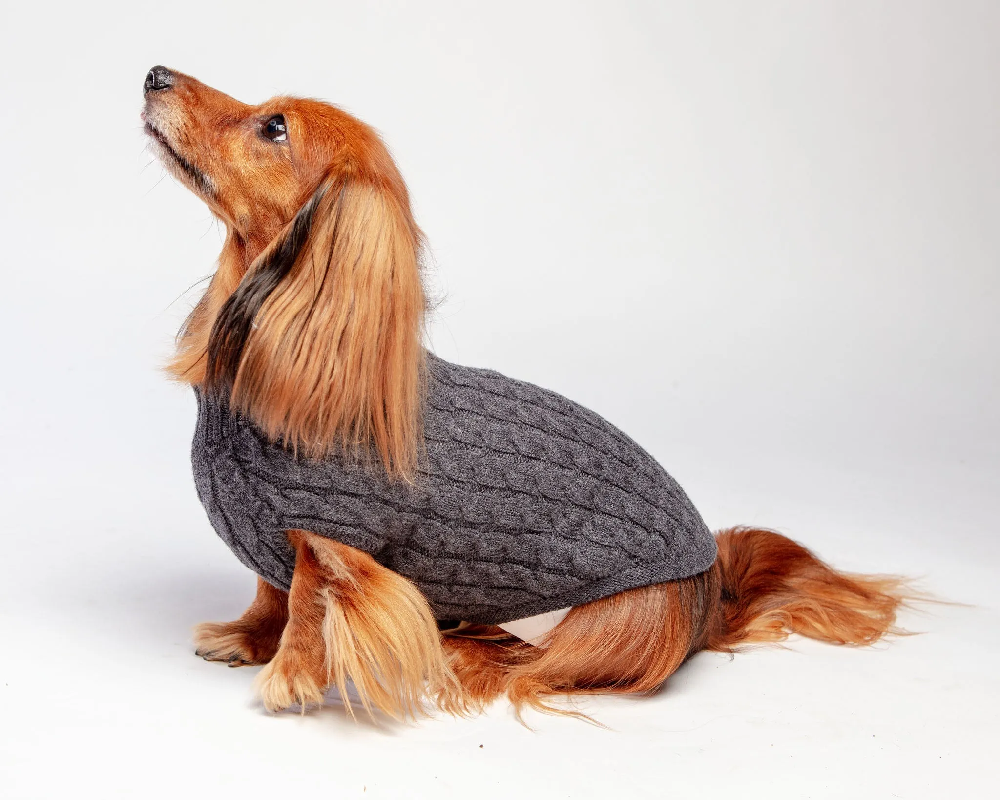 The Uptown Cable Knit Sweater in City Slush Grey Merino Wool (Made in NYC) (FINAL SALE)