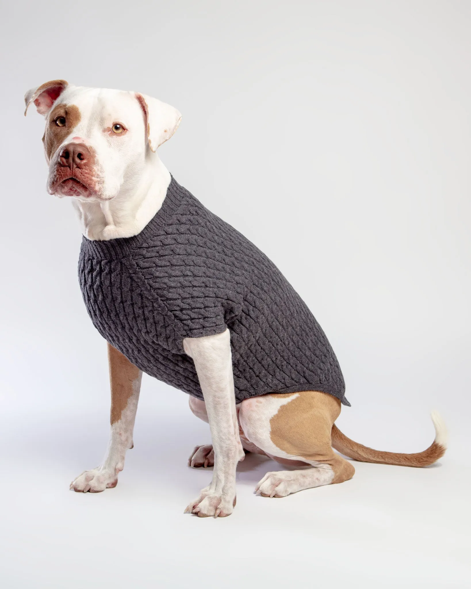 The Uptown Cable Knit Sweater in City Slush Grey Merino Wool (Made in NYC) (FINAL SALE)