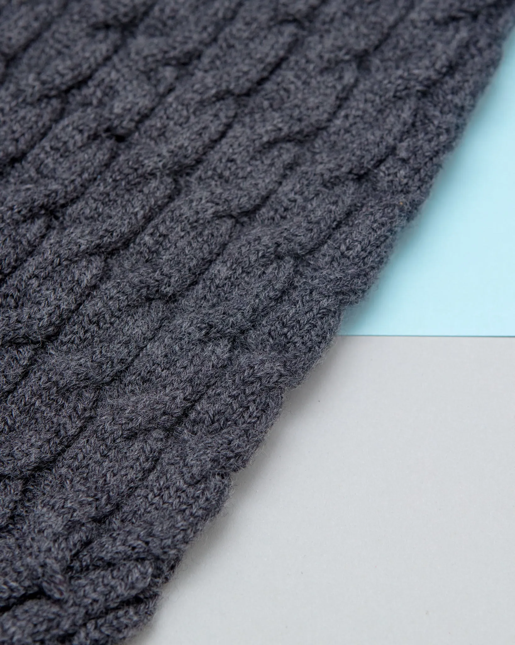 The Uptown Cable Knit Sweater in City Slush Grey Merino Wool (Made in NYC) (FINAL SALE)