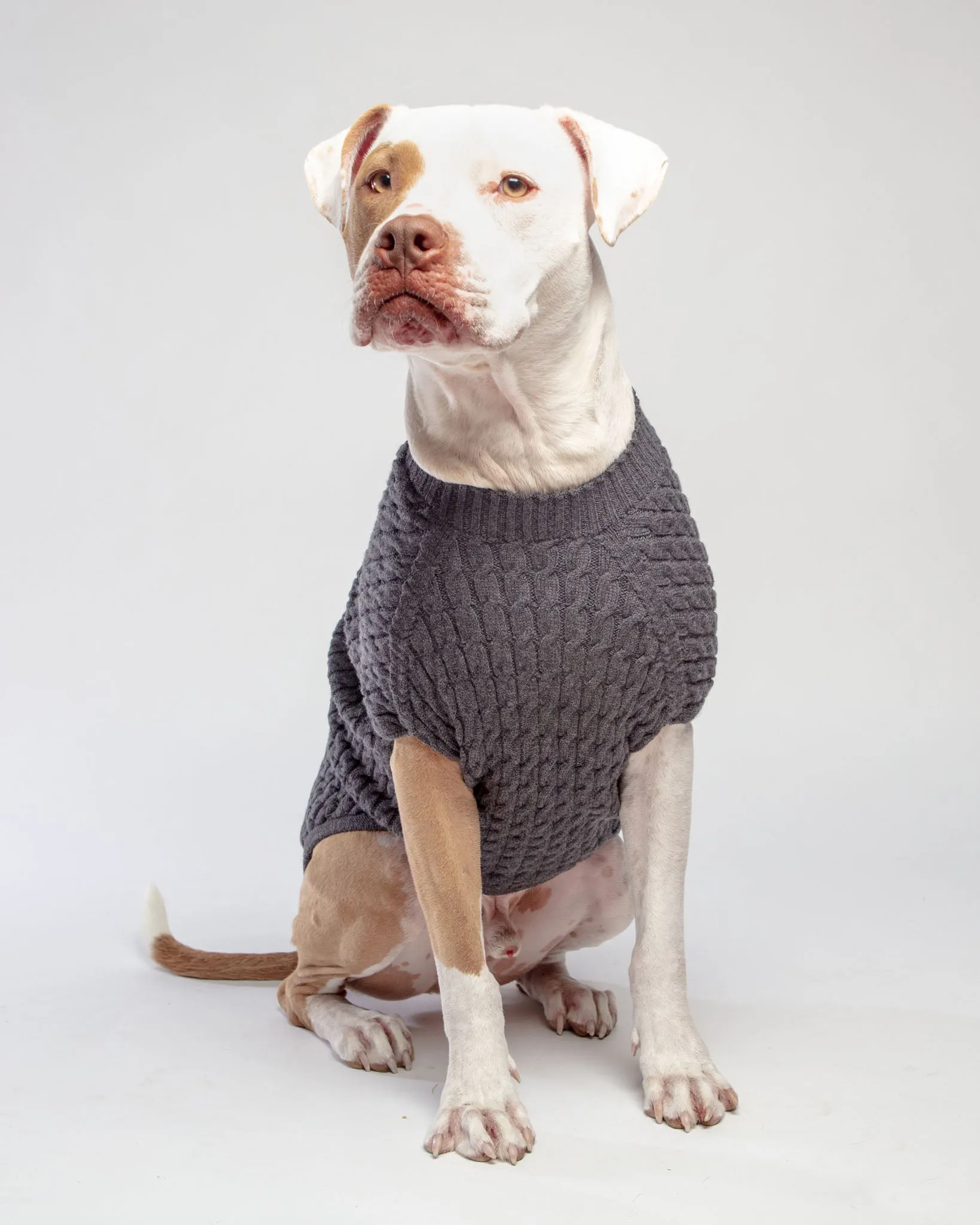 The Uptown Cable Knit Sweater in City Slush Grey Merino Wool (Made in NYC) (FINAL SALE)